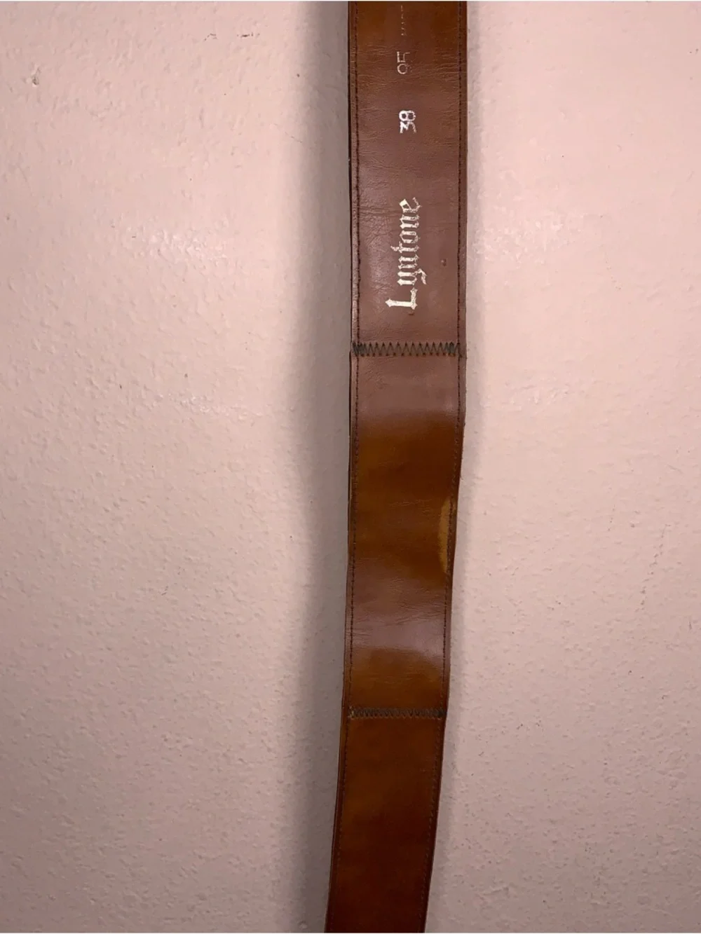 Vintage Lyntone Tan Brown Leather Belt Western Floral Accent Painted Steerhide